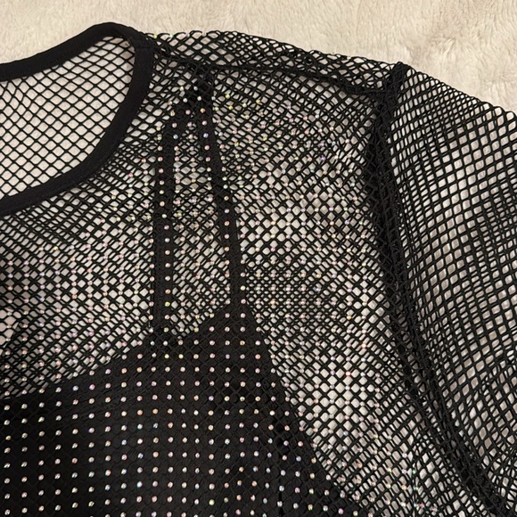 Black Mesh Rhinestone Top - Picture 5 of 5